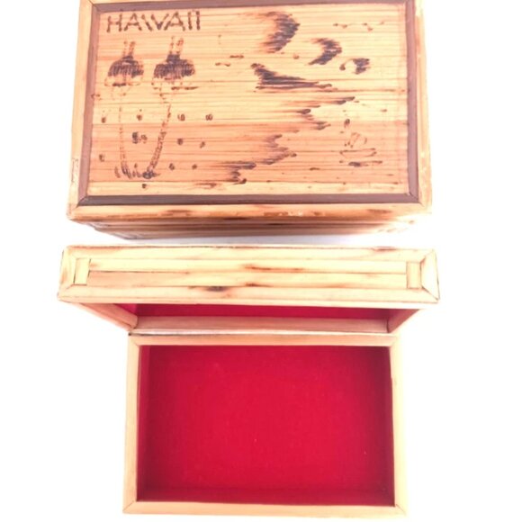 Vintage Hawaii Souvenir/ Trinket Nesting Boxes Bamboo Wood Lot Of 2 - Picture 2 of 8